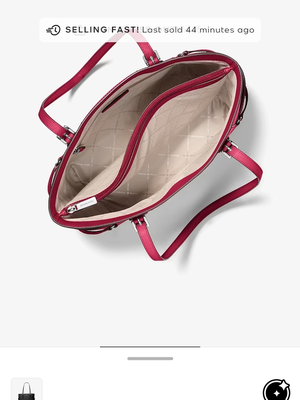 New, Michael Kors Hot Pink Saffiano Leather Tote - Picture 7 of 9